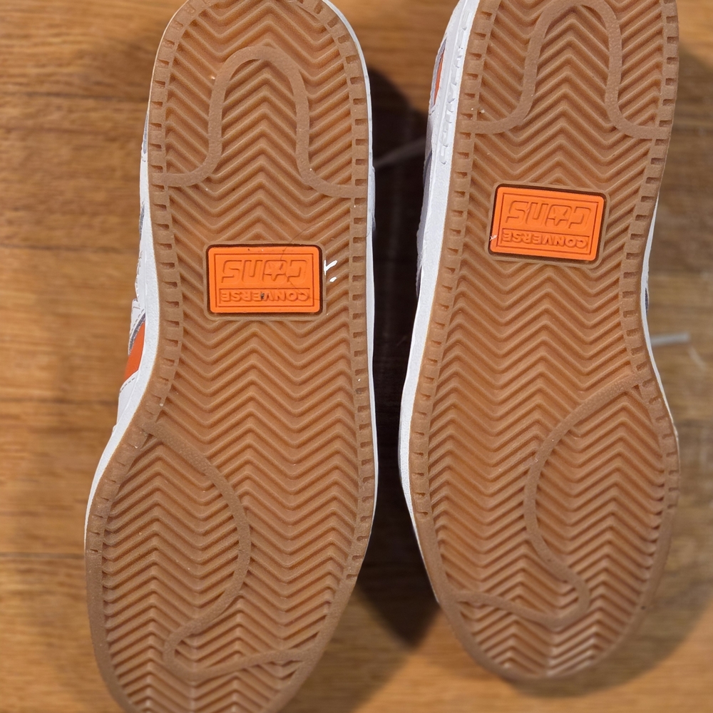 NEW Converse Cons Leather Sneakers in White and Orange Chevron W Sz 8/ M Sz 6.5 - Picture 3 of 5